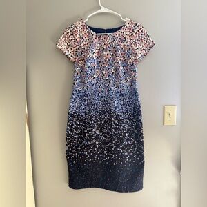 Talbots Floral Ombré Sheath Dress Women’s SZ 2P Short Sleeve MIDI Career Spring